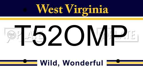 T52OMP West Virginia License Plate
