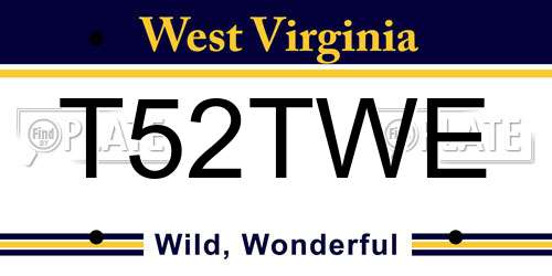 T52TWE West Virginia License Plate