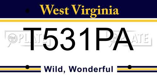 T531PA West Virginia License Plate