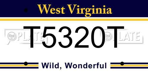 T5320T West Virginia License Plate