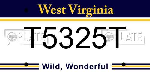 T5325T West Virginia License Plate