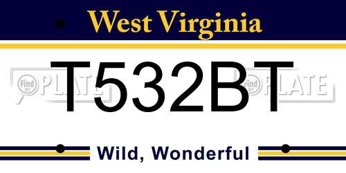 T532BT West Virginia License Plate