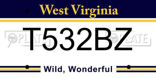 T532BZ West Virginia License Plate