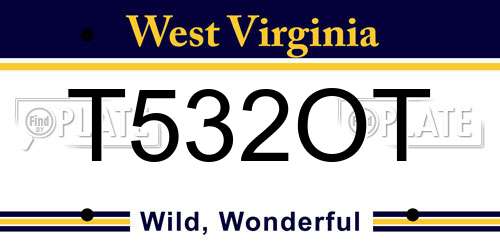T532OT West Virginia License Plate