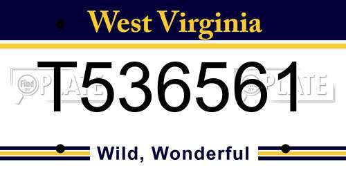 T536561 West Virginia License Plate