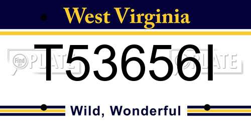 T53656I West Virginia License Plate