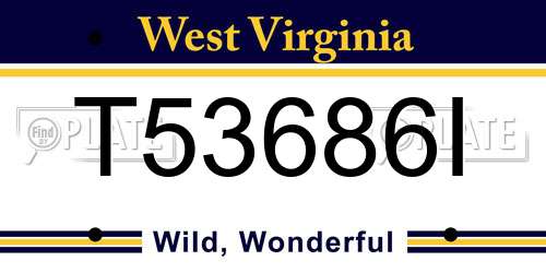 T53686I West Virginia License Plate