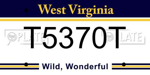 T5370T West Virginia License Plate
