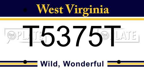 T5375T West Virginia License Plate