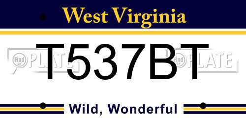 T537BT West Virginia License Plate