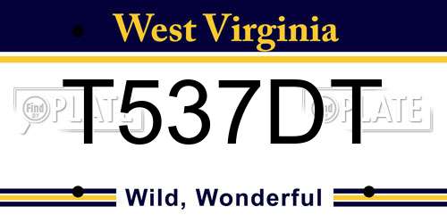 T537DT West Virginia License Plate