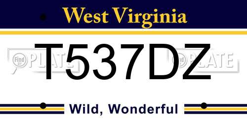 T537DZ West Virginia License Plate