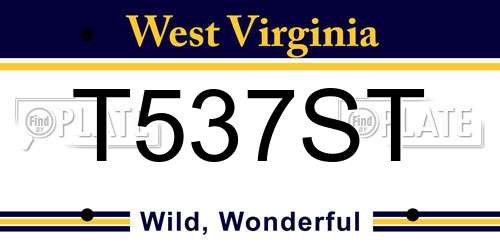 T537ST West Virginia License Plate