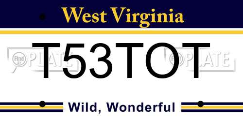 T53TOT West Virginia License Plate