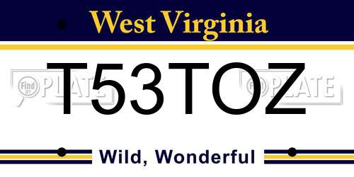 T53TOZ West Virginia License Plate