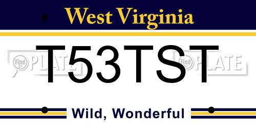 T53TST West Virginia License Plate