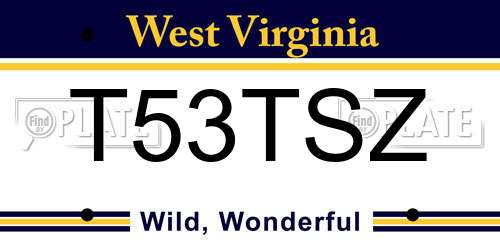 T53TSZ West Virginia License Plate