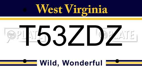 T53ZDZ West Virginia License Plate