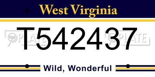 T542437 West Virginia License Plate