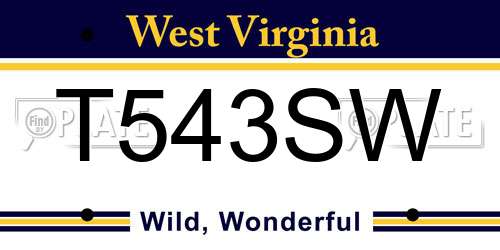 T543SW West Virginia License Plate