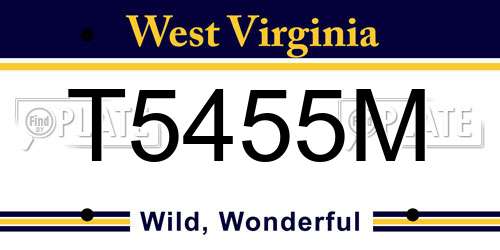 T5455M West Virginia License Plate