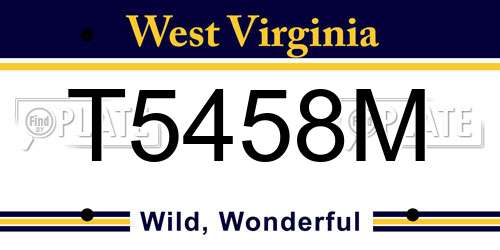 T5458M West Virginia License Plate