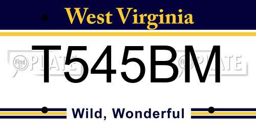 T545BM West Virginia License Plate