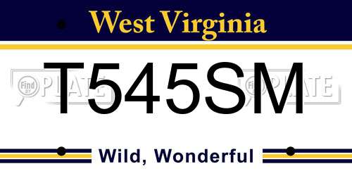 T545SM West Virginia License Plate