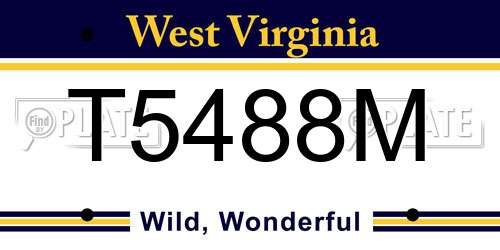 T5488M West Virginia License Plate