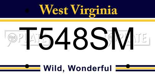 T548SM West Virginia License Plate