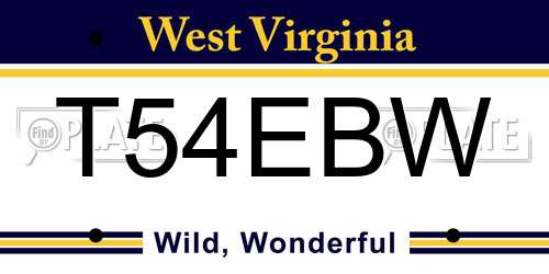 T54EBW West Virginia License Plate