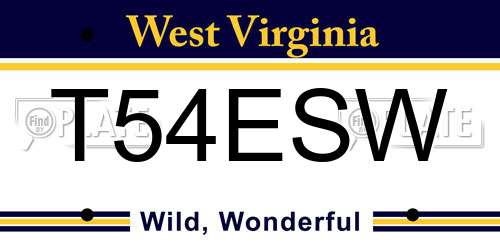 T54ESW West Virginia License Plate