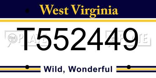 T552449 West Virginia License Plate