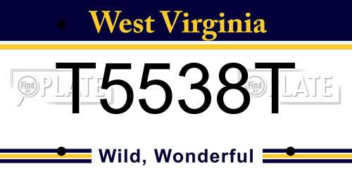 T5538T West Virginia License Plate