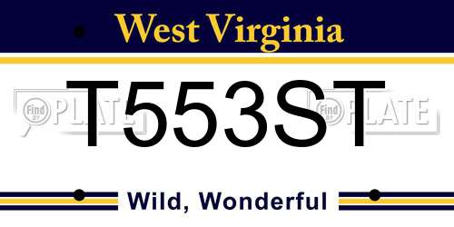 T553ST West Virginia License Plate
