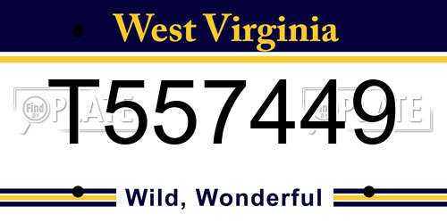 T557449 West Virginia License Plate