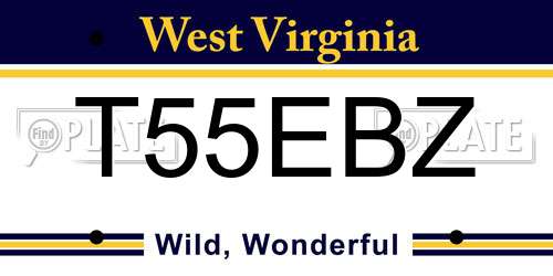 T55EBZ West Virginia License Plate