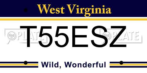 T55ESZ West Virginia License Plate