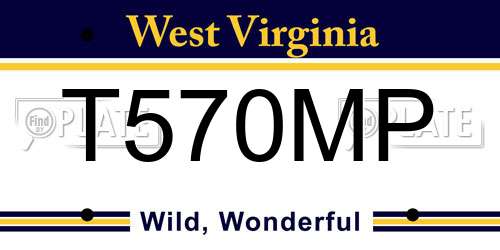 T570MP West Virginia License Plate