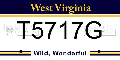T5717G West Virginia License Plate