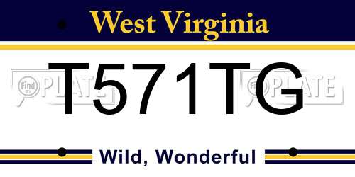 T571TG West Virginia License Plate