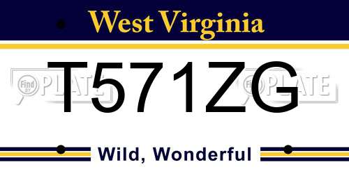 T571ZG West Virginia License Plate