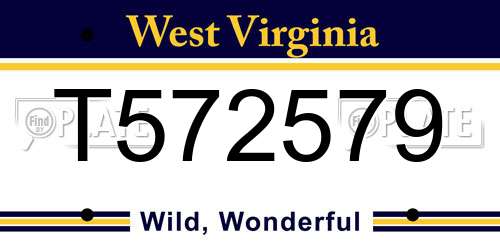 T572579 West Virginia License Plate