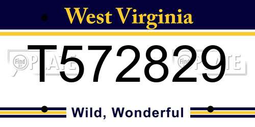 T572829 West Virginia License Plate