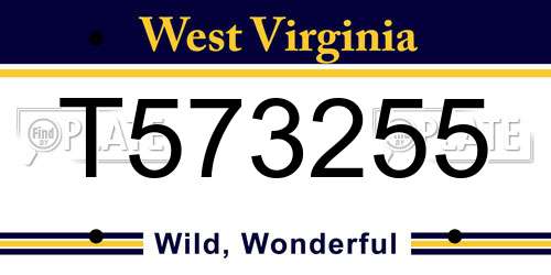 T573255 West Virginia License Plate