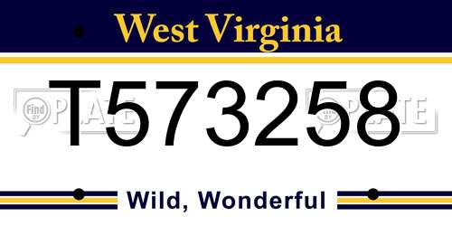 T573258 West Virginia License Plate