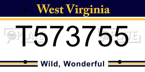 T573755 West Virginia License Plate