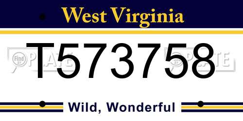 T573758 West Virginia License Plate