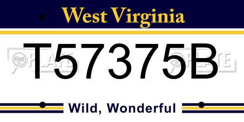T57375B West Virginia License Plate