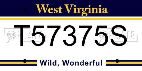 T57375S West Virginia License Plate